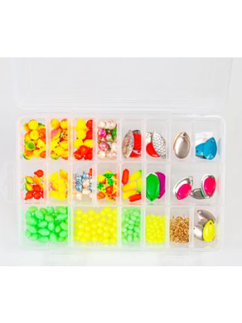 Box med assorterede perler spinneblade til forfang 