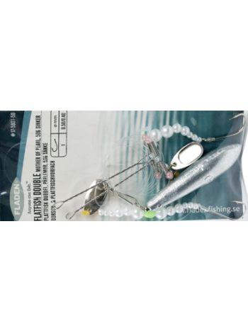 Fladfiske forfang med Hvide perlemors perler, bom og 50 g synk