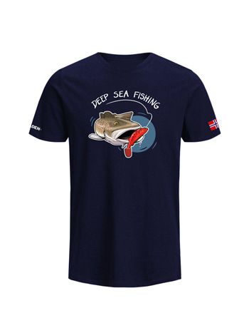 T-Shirt Hungry Cod Blå T-Shirt med stort tryk