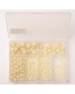 Selvlysende bløde gummi perler i æske med 300 stk
