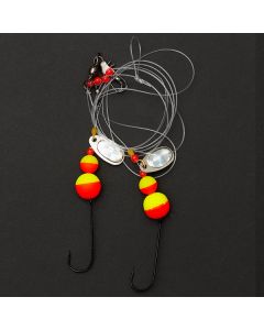 Fladfiskeforfang med store neon farvede perler
