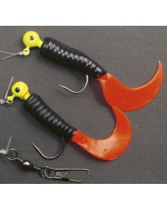 Curly tackels til Torsk sort/orange