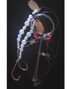 Fladfiskeforfang med perlemors perler og spinnerblade fra Trendy
