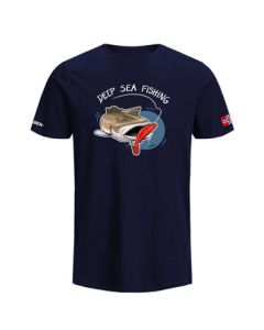 T-Shirt Hungry Cod Blå T-Shirt med stort tryk
